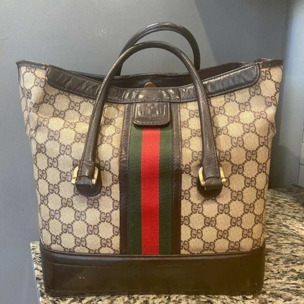1960' GUCCI ANTIQUE TRAIN CASE LUGGAGE BAG - Picture 2 of 16